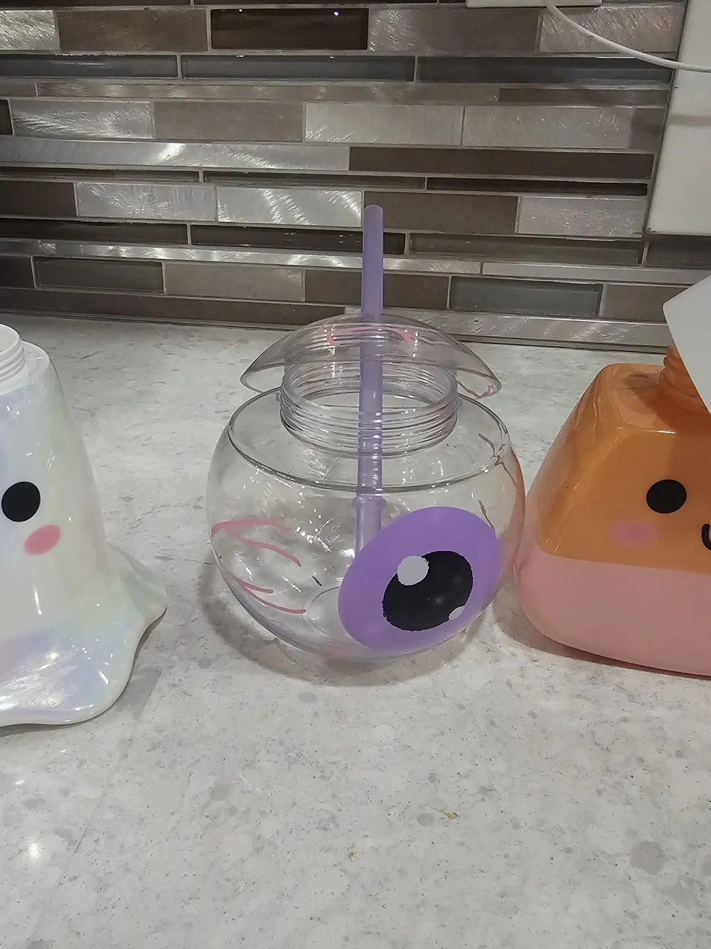 Cute Ghost, Eyeball, and Candy Corn Drink Tumbler Set - Halloween Cups